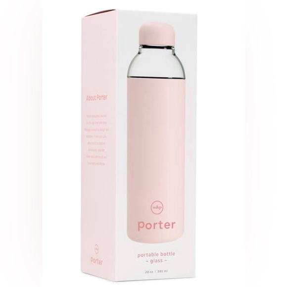 W&P Porter Glass Water Bottle w/ Protective Silicone Sleeve | Blush 20 Ounces | - Picture 3 of 4